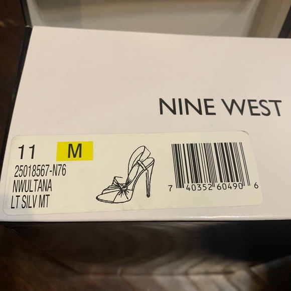 NINE WEST Ultana Metallic Heeled Women’s Sandals Silver-Metallic Size 11M - Picture 12 of 14